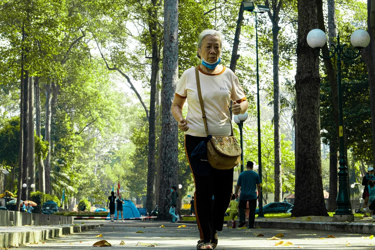 person walking outdoors for exercise