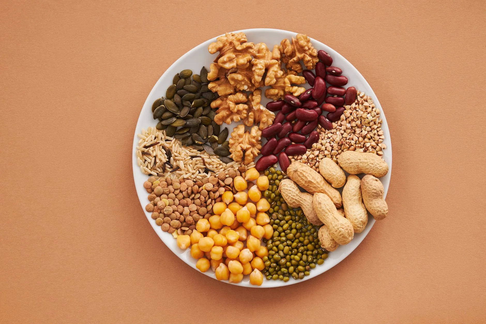 healthy diet food flat lay vegetables whole grains