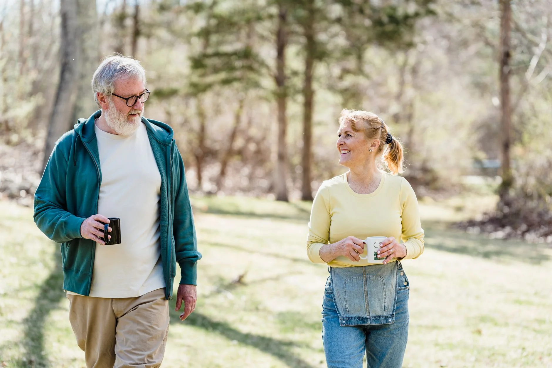 senior couple walking outdoors together