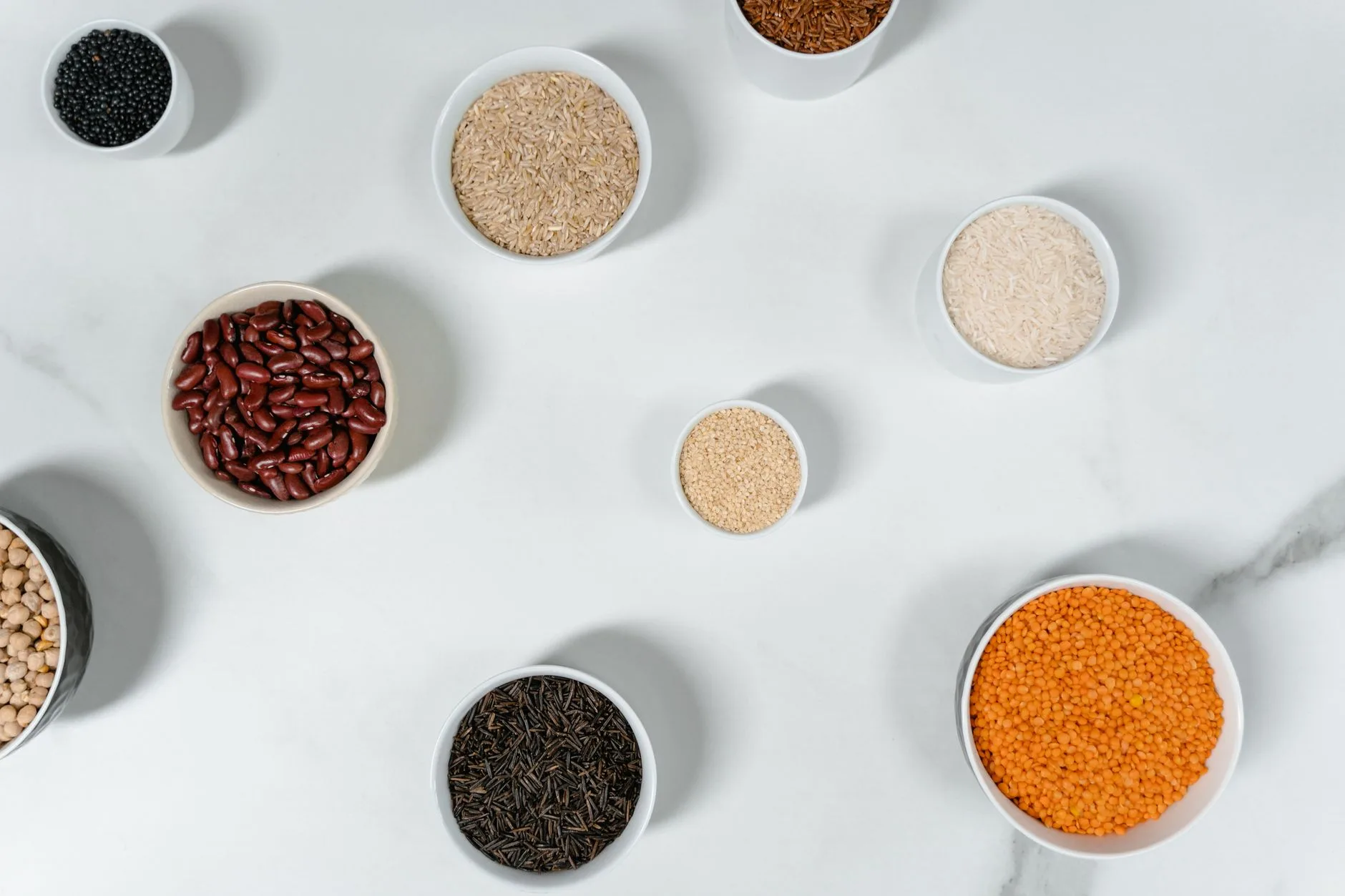 legumes beans lentils chickpeas in bowls