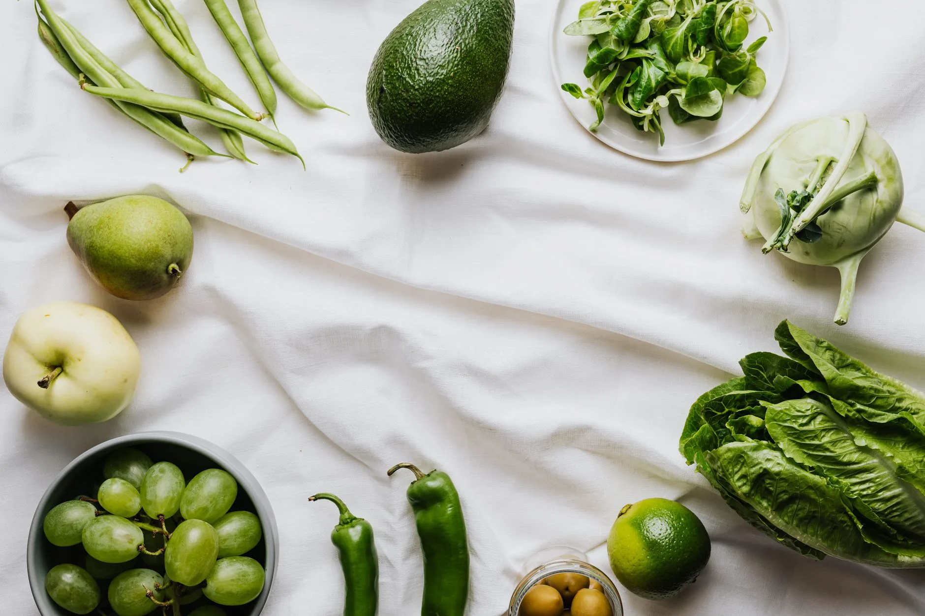 fresh vegetables fiber gut health flat lay