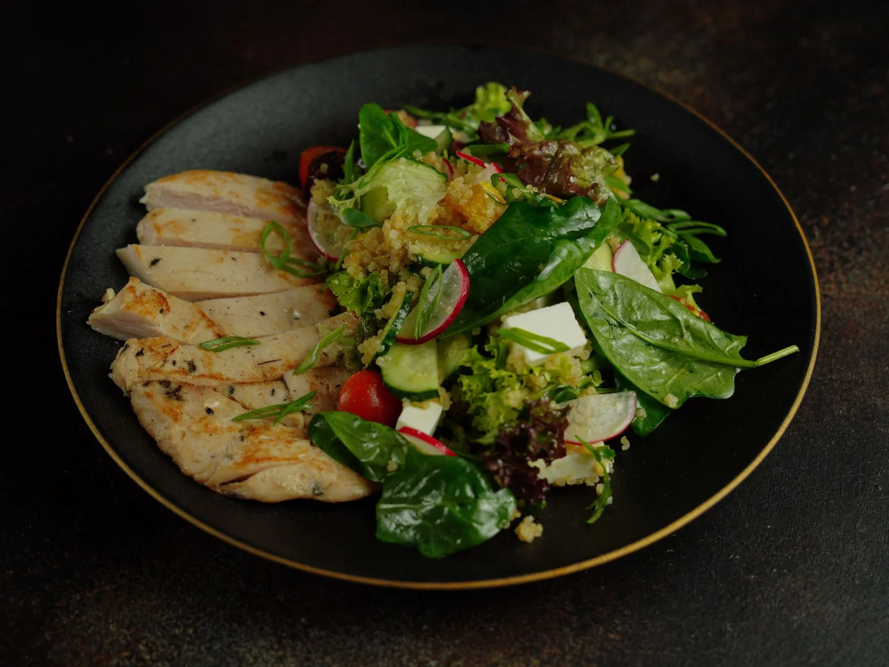 healthy protein-rich meal with eggs chicken and vegetables